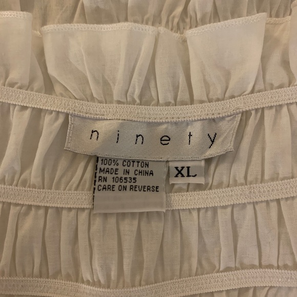 VTG Ninety Cotton Peasant Whit Off Shoulder smocked Pirate Victorian Top y2k 90s - Picture 13 of 13